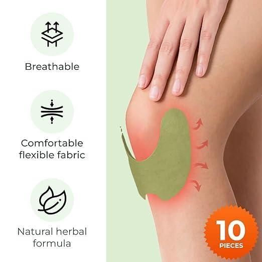 🌿Herbal Heat Knee Patch: Natural Wormwood & Menthol For Temporary External Relief - Natural Adhesive Heat Patches For Joint And Muscle 🏃🏻🤸🏻(Pack of 10, 20, 30)